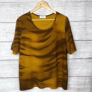 STIZZOLI Italy Wool Crew Neck Top Short Sleeve Sweater Tiger Animal Print